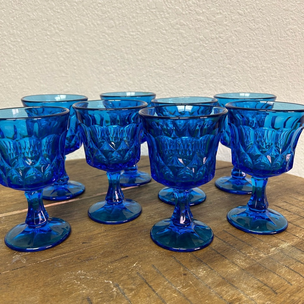 8 Vintage Noritake Sapphire Wine Goblets. Perfect condition. Blue is gorgeous!